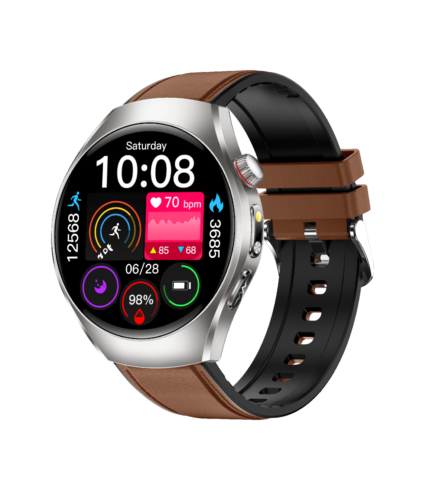 AMOLED Smart Watch 1.43 inch, Bluetooth Call Fitness Tracker, ECG Heart Rate Blood Pressure Oxygen Glucose Uric Acid Lipid Body Fat Monitor, Women Men Health Watch with SOS, Alipay, Sleep Monitor